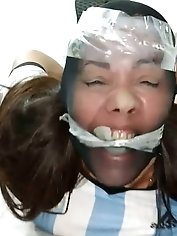 Gagged Woman Mouth Stuffed With Multiple Socks - Selfgags