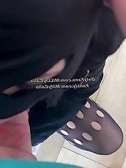 A man fucked a girl in a red dress and cummed on her clothes