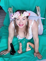 Huge tits,white lingerie and stockings. MariaOld milf.