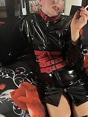 Mistress Shirley fucked her sissy slave using toys for intense pleasure