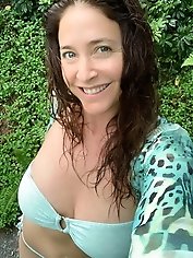 Mature mademoiselle is playing alone